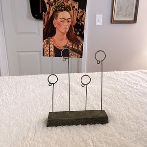 Pewter picture stand with floral carving